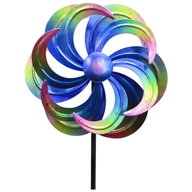 Metal Wind Spinner Stake Peacock Action, 36"