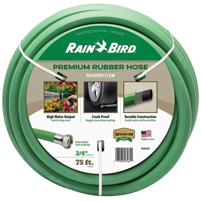 Rainbird Premium High-Flow Heavy-Duty Kink-Resistant Garden Hose, 3/4" Inside Diameter x 75’