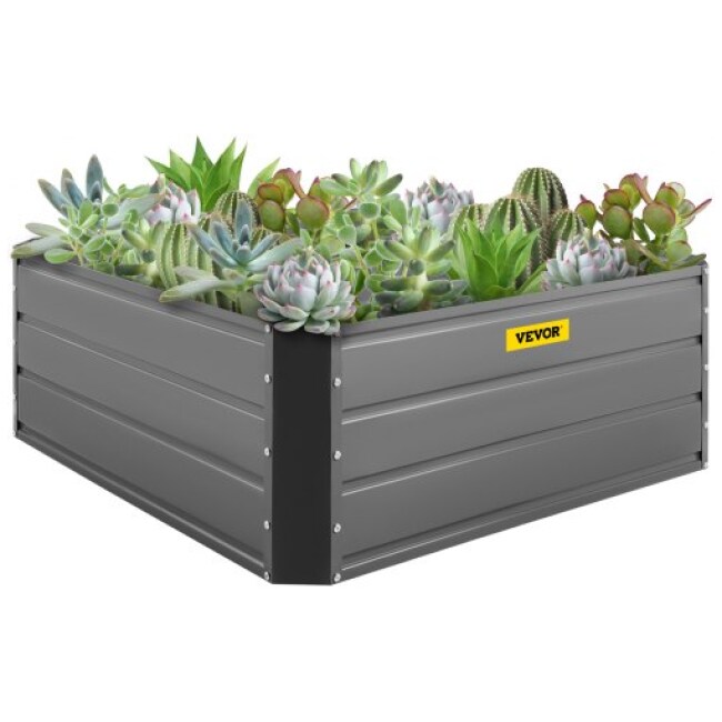 VEVOR Galvanized Raised Garden Bed, 40"x 40"x 16" Metal Planter Box, Gray Steel Plant Raised Garden Bed Kit, Planter Boxes Outdoor for Growing...