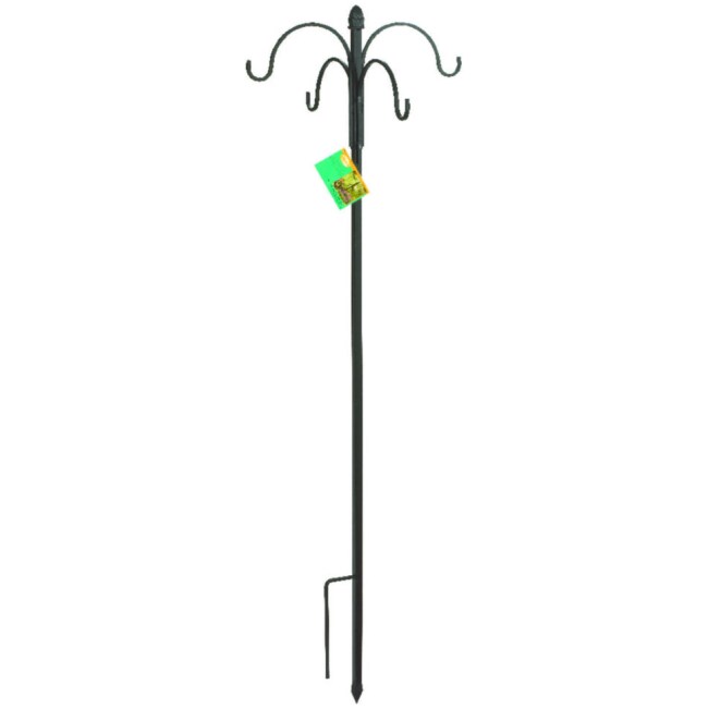 Panacea Black Wrought Iron 84 in. H 4 Way Crook w/Finial Plant Hook 1 pk