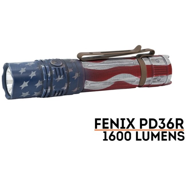 Fenix PD36R Rechargeable Flashlight - US Flag Cerakote Finish