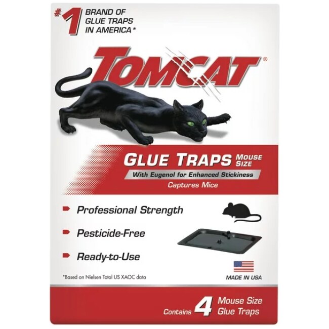 Tomcat Glue Traps Mouse Size with Eugenol for Enhanced Stickiness, 4 Traps