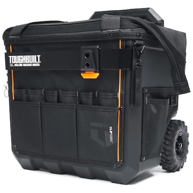 TOUGHBUILT Massive Mouth Hard Bottom XL Black Polyester 18-in Zippered Rolling Tool Bag