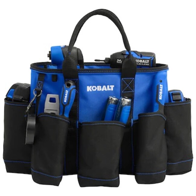 Kobalt  Blue Black Polyester 14-in Tool Bag