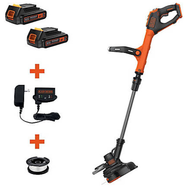 Black & Decker 20V Max EASYFEED String Trimmer/Edger, with 2 Batteries, LSTE525