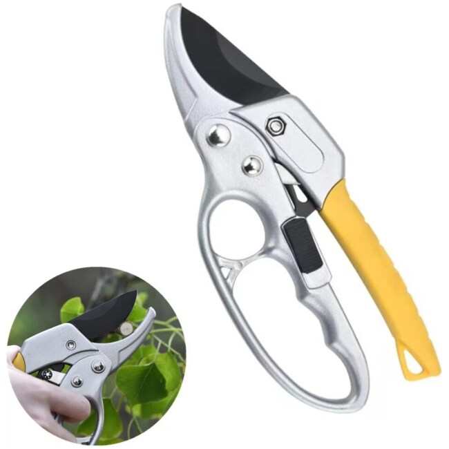 Yajuhoy 8" Professional Ratchet Anvil Pruning Shears, Ratcheting Mechanism, Anvil Groove Design, Reinforced Design Handle, Garden Shears Clippers, Anvil Pruner, Hand Tools Scissors Loppers