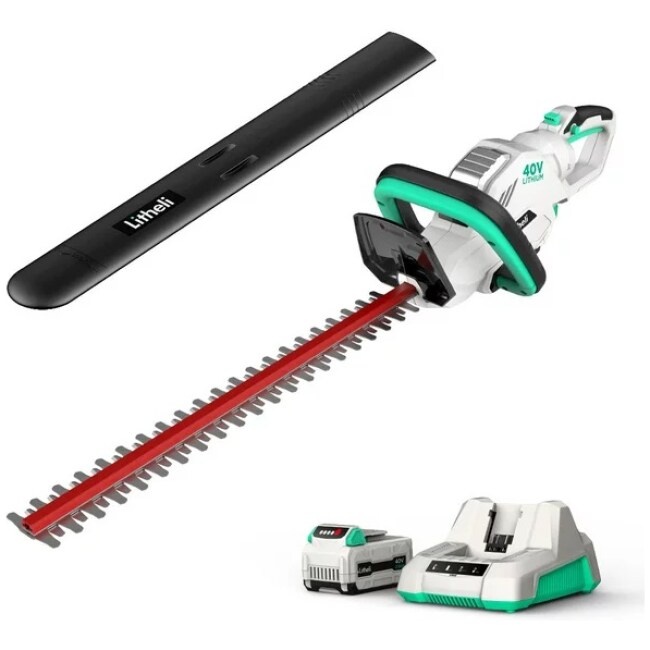 Litheli 40V 22" Cordless Hedge Trimmer + 2.0Ah Battery & Charger