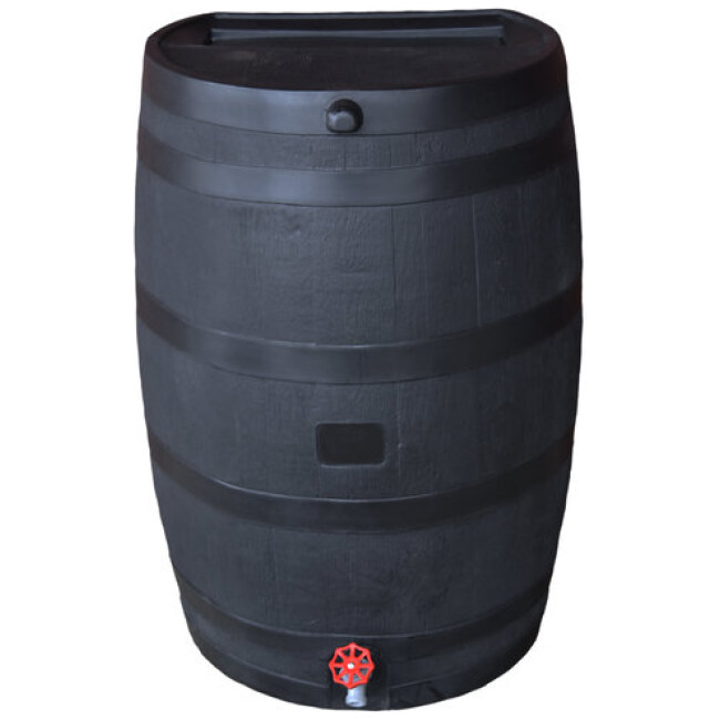 Polyethylene 50 Gallon Flat Back Eco Rain Barrel Black