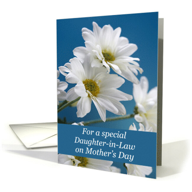 Daughter-in-Law on Mothers Day with White Daisies on Blue Sky card