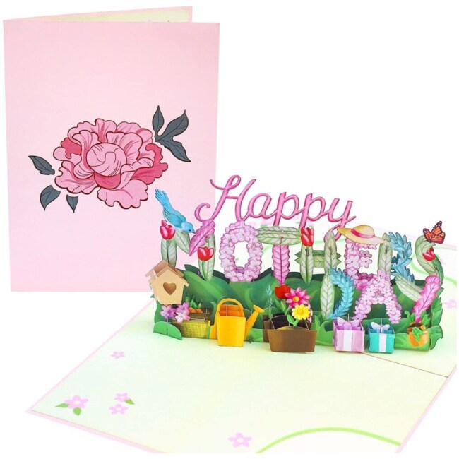 PopLife Happy Mother's Day 3D Pop Up Card - Spring Gardening, Flower Theme Gift - for Mom, Wife, Sister, Grandma, Step-mom, Mother-In-Law