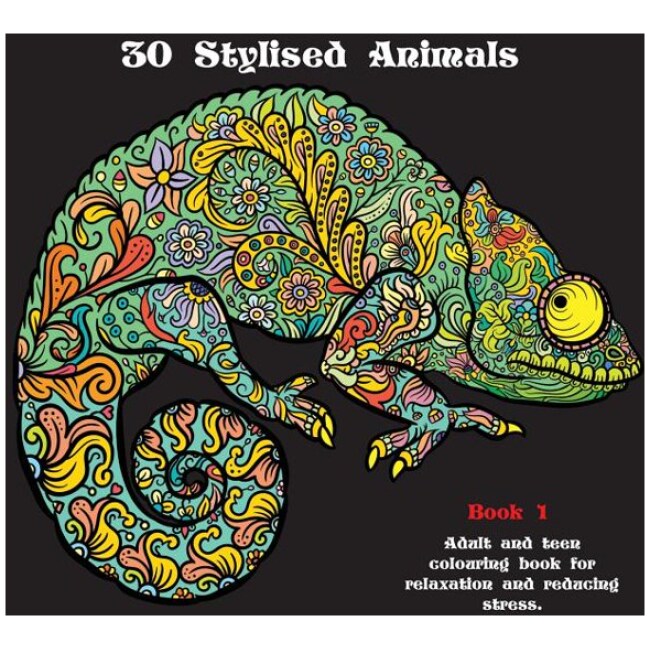 30 Stylised Animals: 30 Stylised Animals : Adult and teen colouring book for relaxation and reducing stress (Series #1) (Paperback)